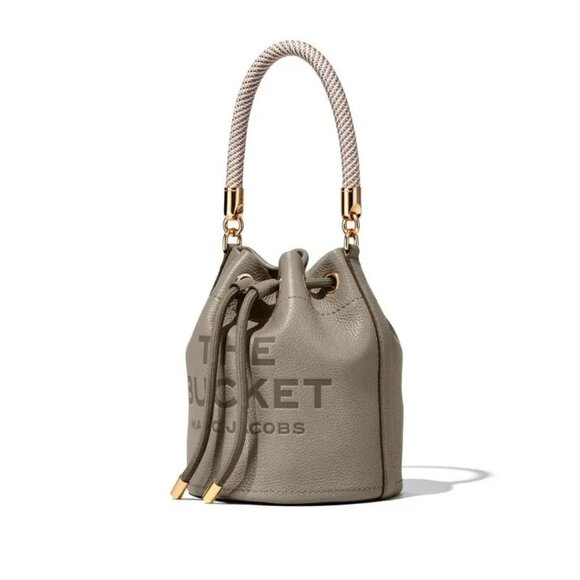 MJ-109. Marc Jacobs The Leather Bucket Bag Grey - Picture 1 of 1